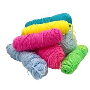 Lot of 7 Skeins of Crochet Yarn Mixed Variety of Colors, Textures and Lengths